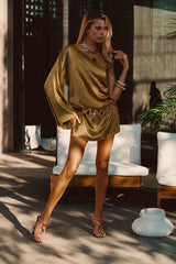 Kiki Olive One Shoulder Micro Mini Dress