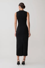 Norah Sleeveless Crepe Midi Dress - Black