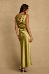 Dolce Chartreuse Satin Maxi Dress