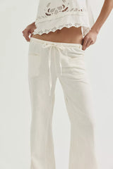 Break The Ice Linen Slouch Flare Pants-Clean Ivory