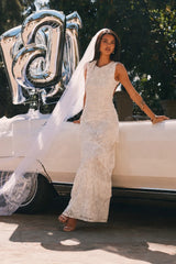 Shadows White Lace Fringe Maxi Dress