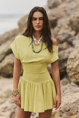 Scorching Hot Mini Dress-Silent Lime
