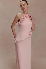 Melissa Chiffon Flower Maxi Dress - Baby Pink