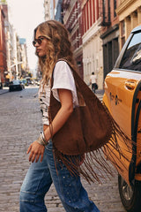 Brissa Fringe Faux Suede Bag