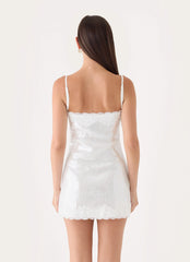 Averie Sequin Mini Dress - White