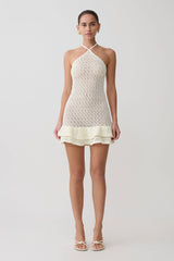 Carrisa Crochet Knit Mini Dress - White