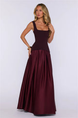 Toast To You Satin Maxi Dress Chocolate