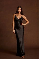 Mirabella Black Satin Maxi Dress