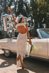 Shadows White Lace Fringe Maxi Dress
