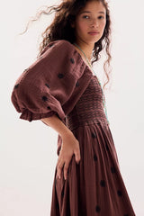 Dahlia Embroidered Maxi Dress-Burgundy Road
