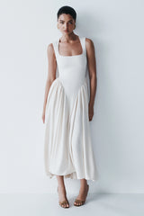 Sharon Scuba Jersey Midi Dress - Ivory