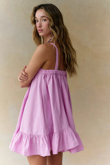 Heart Eyes Cotton Mini Dress-Lightning Lilac