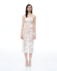 Lysandra 3D Floral Embroidered Maxi Dress - White