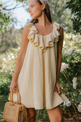 Juliet Ruffle Mini Dress in Yellow