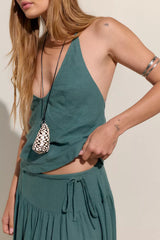 Sandshell Linen Skirt Set-Sagebrush Green