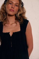 Nina Babydoll Cotton-Linen Mini Dress