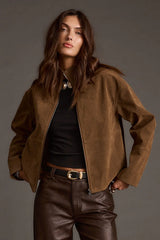 Sienna Brown Vegan Suede Jacket