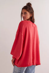We The Free Venice V-Neck Sweatshirt-Red