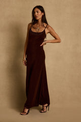 Serenade Espresso Beaded Maxi Dress