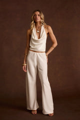 Sacha Ivory Satin Bias Pant