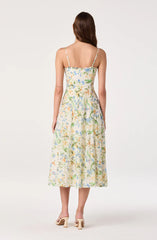 Jaylynn Ruffle Sweetheart Linen Midi Dress