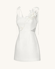 Floral Vine Tie Dress - White