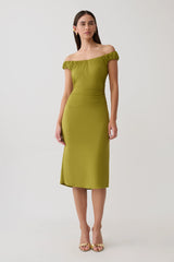 Alize Cupro Knee Length Dress - Martini Olive