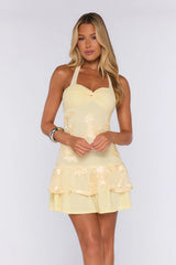 Leisure Girl Halter Mini Dress Yellow
