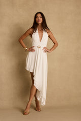 Francesca White Halter Midi Dress