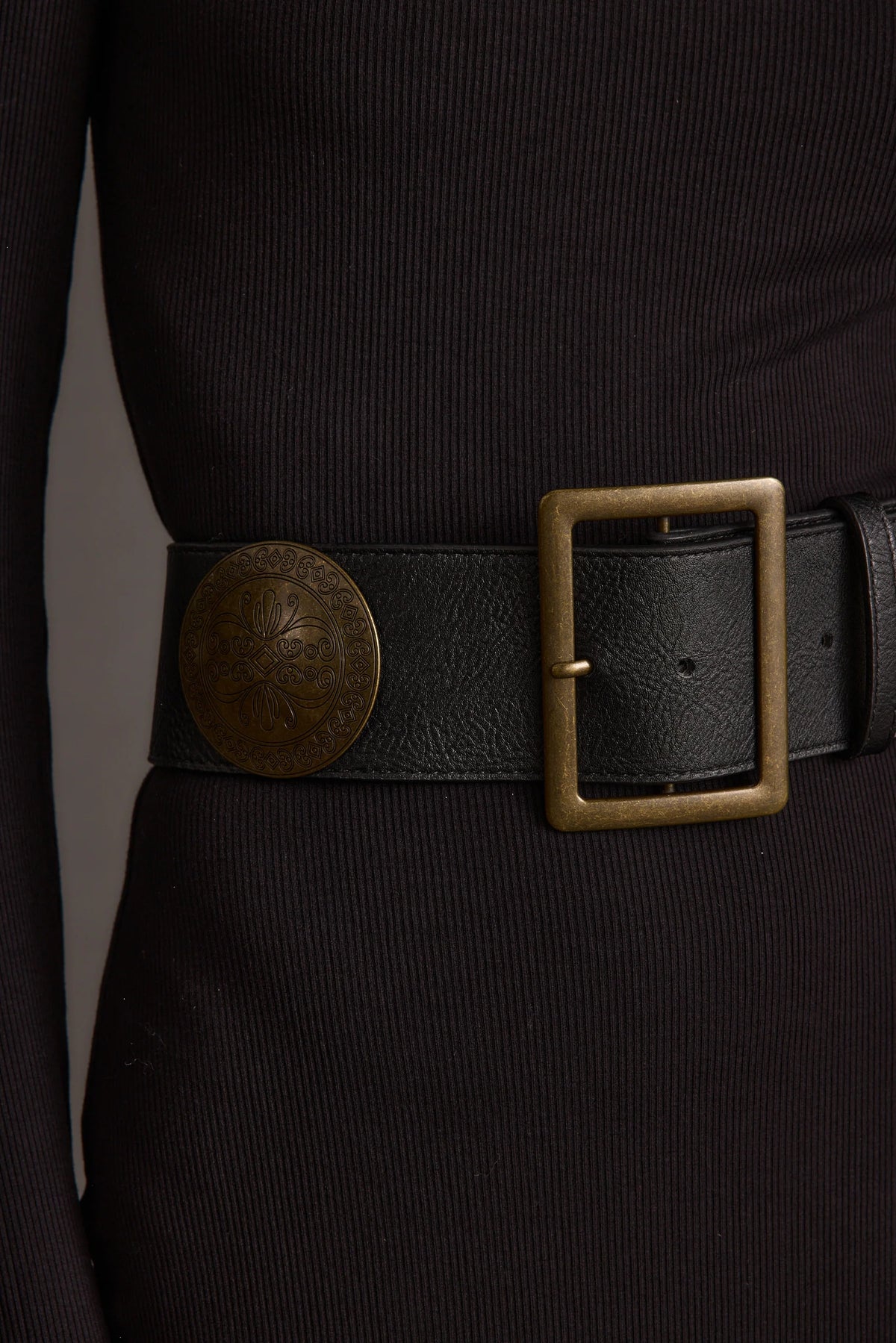 Greenwich Black Medallion Statement Belt