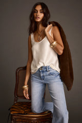 Prielle Ivory Satin Tank