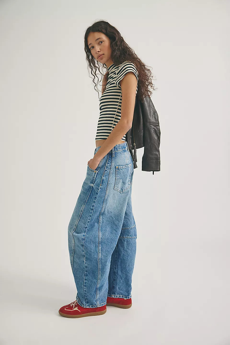 We The Free Good Luck Mid-Rise Barrel Jeans