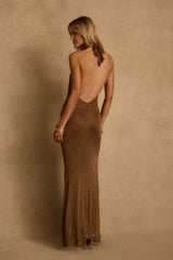 Marea Bronze Halter Maxi Dress