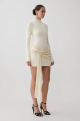 Grayson Knit Chiffon Mini Dress - Buttercream